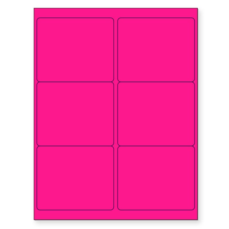 NextDayLabels 8-1/2 x 11 Neon Color High Light Fluorescent Labels for Laser & Inkjet Printer (Pink Fluorescent, 4" x 3-1/3" - 6 Per Page | 600 Labels) - Image 1